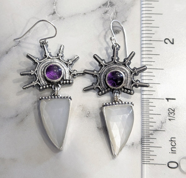Amethyst, Moonstone Earrings