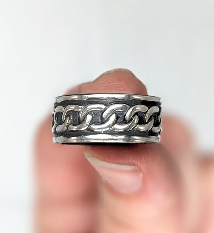 Sterling Silver Chain Pattern Ring