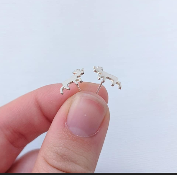 Sterling Silver Moose Earrings
