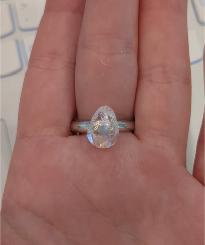 Rainbow Moonstone Ring, Size 10.5