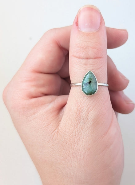 Emerald Stacking Ring, Size 8.5
