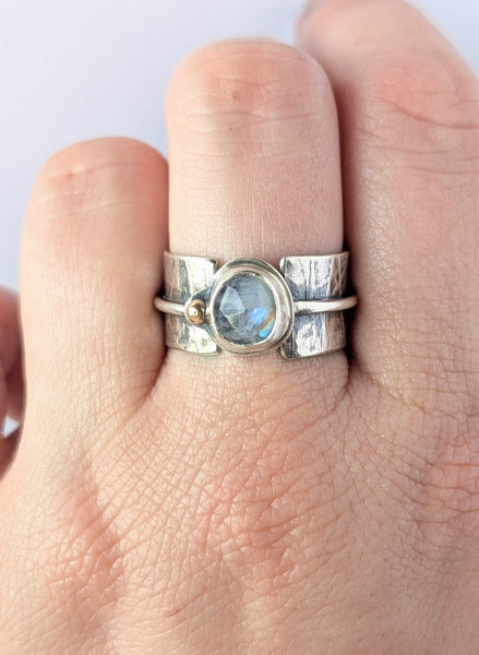 Moonstone Ring with 14k Gold, Size 8
