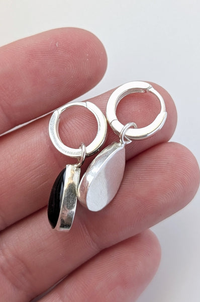 Black Agate Huggie Earrings