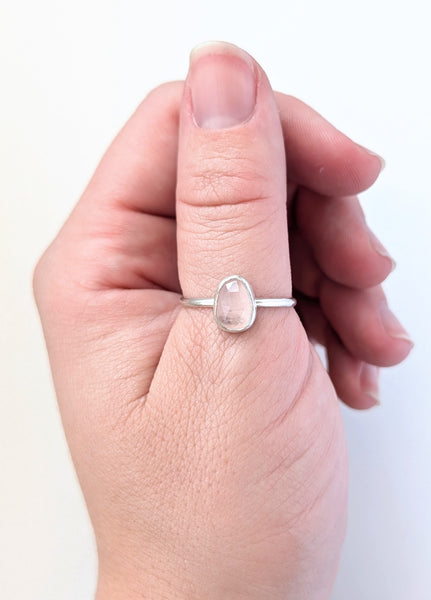 Rose Quartz Stacking Ring, Size 9.5