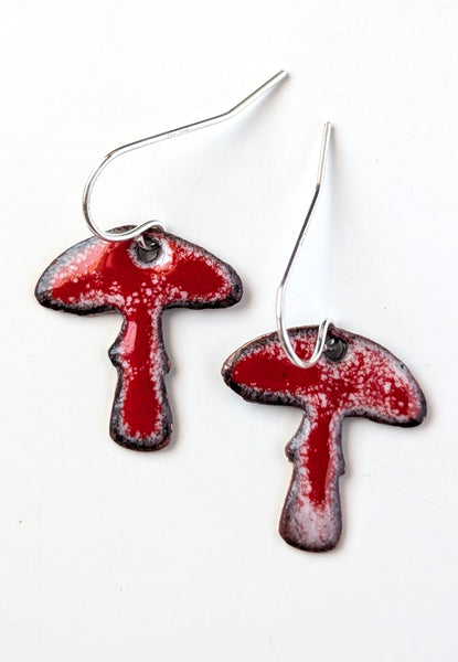 Enameled Mushroom Earrings