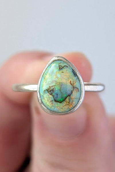 Sterling Opal Stacking Ring, Size 7.5