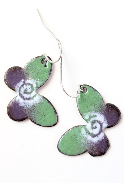 Enameled Butterfly Earrings