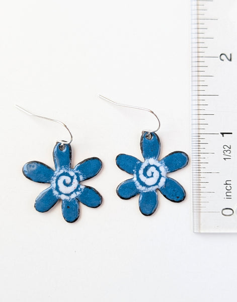 Enameled Flower Earrings