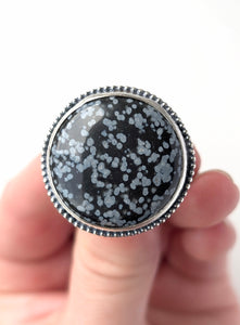 Snowflake Obsidian Ring, Size 6