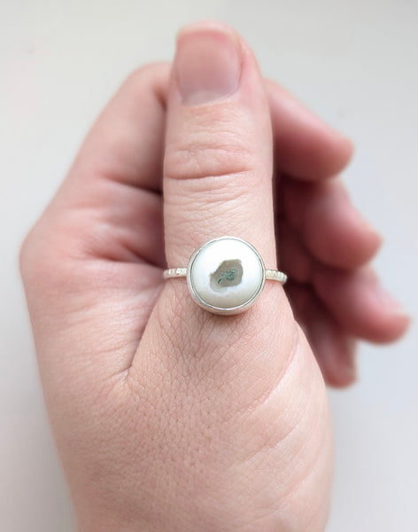 Solar Moss Agate Stacking Ring, Size 9.5