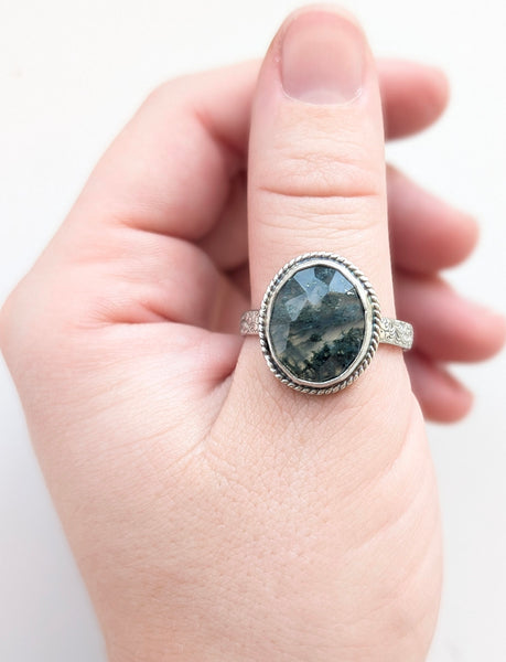 Moss Agate Ring, Size 13