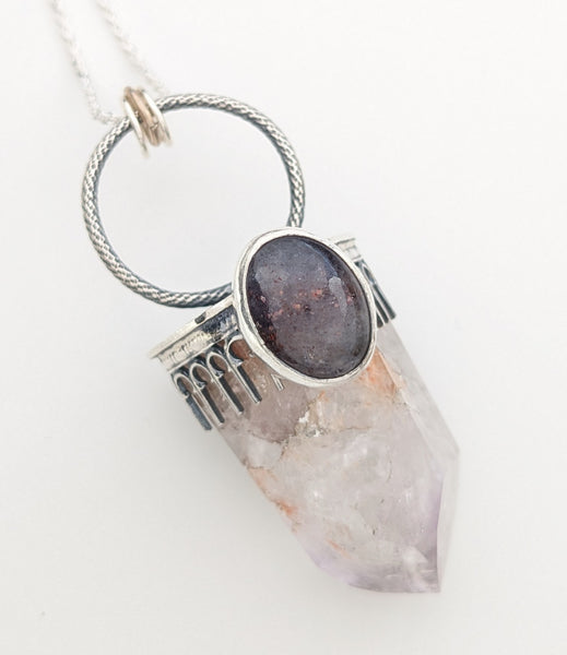 Iolite and Amethyst Crystal Necklace