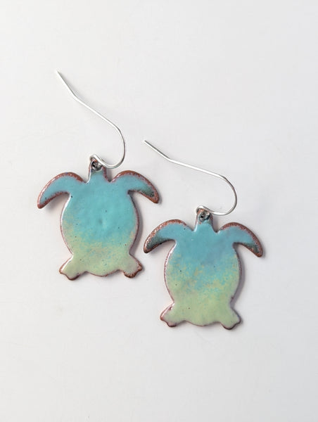 Enameled Sea Turtle Earrings