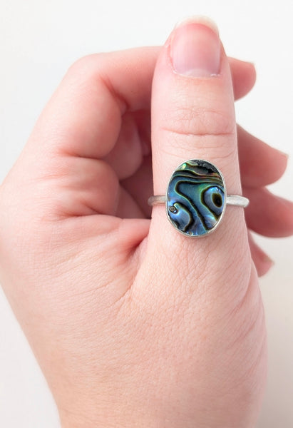 Abalone Shell Ring, Size 11.5