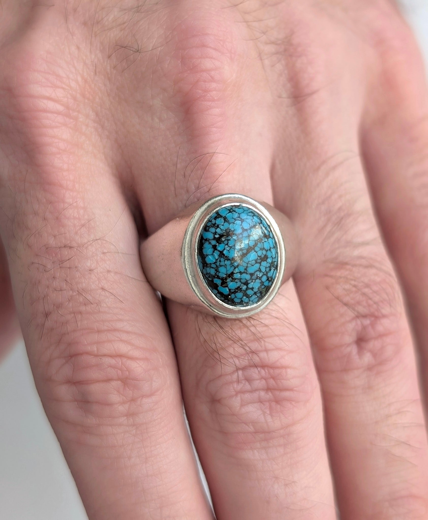 Hubei Turquoise Signet Ring, Size 13