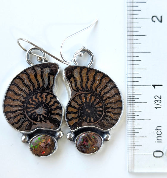 Ammolite and Boulder Opal Earrings