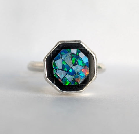 Mosaic Opal Ring, size 6.5