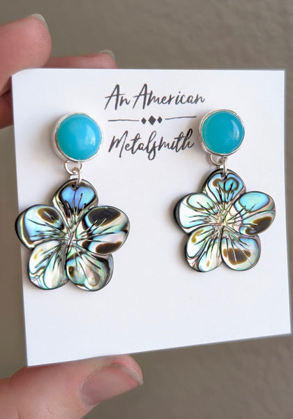 Abalone Shell and Chalcedony Earrings