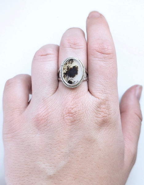 Dendritic Agate Ring,Size 7.5