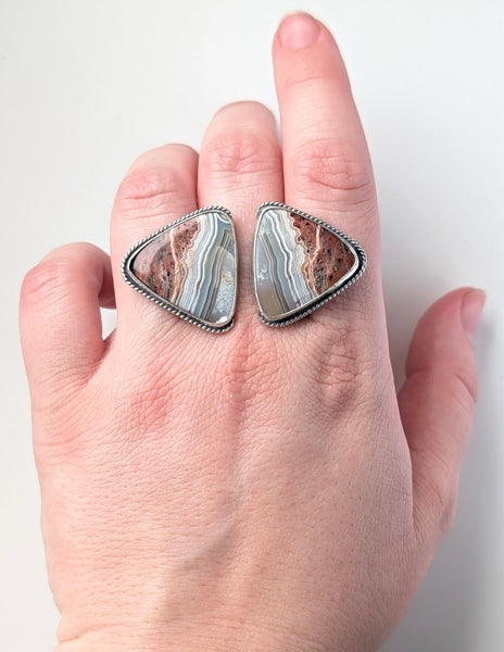 Crazy Lace Agate Ring, Size 10.5