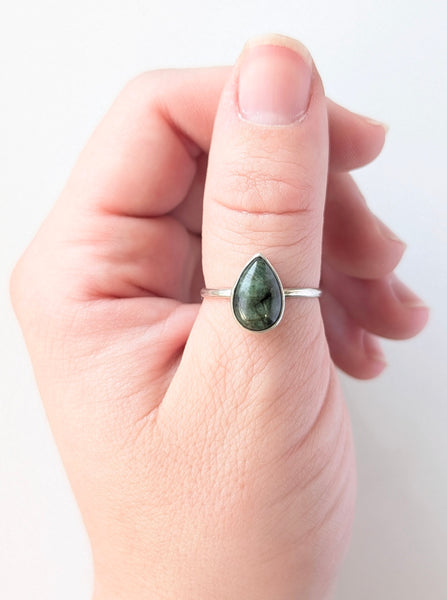 Emerald Stacking Ring, Size 9