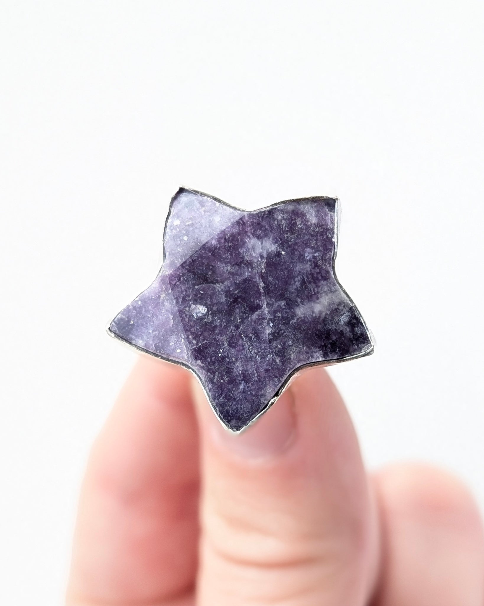 Lepidolite Star Ring, Size 6