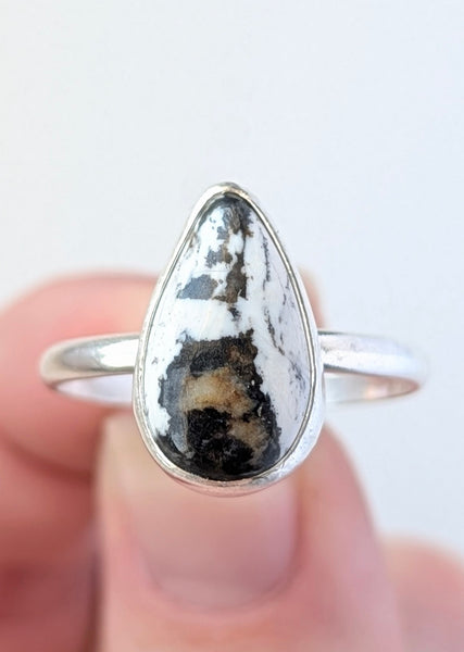White Buffalo Turquoise Ring, Size 10
