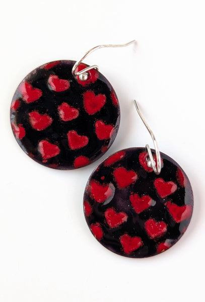 Enameled Heart Earrings