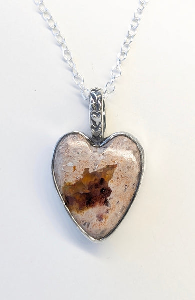 Mexican Fire Opal Heart Necklace