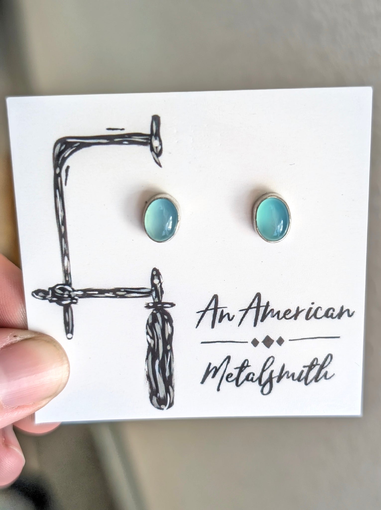 Caribbean Chalcedony Stud Earrings