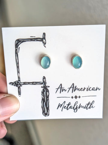 Caribbean Chalcedony Stud Earrings