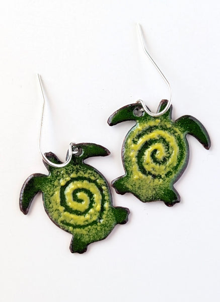 Enameled Sea Turtle Earrings