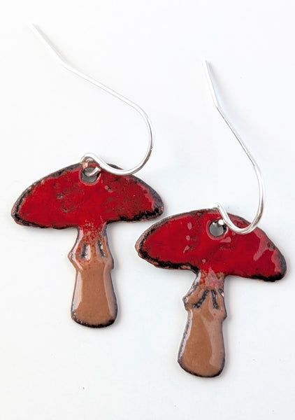 Enameled Mushroom Earrings
