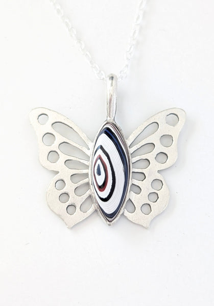 Fordite Butterfly Necklace