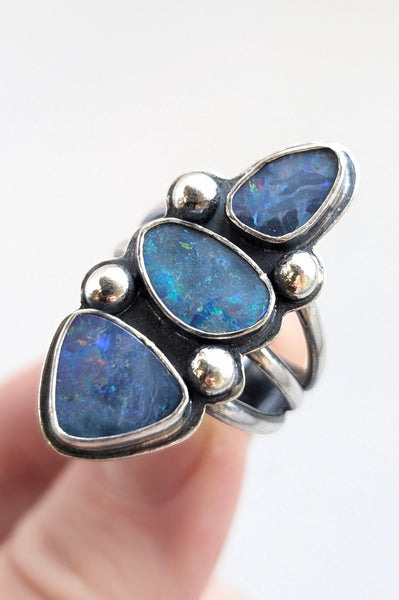 Boulder Opal Doublet Ring, Size 9