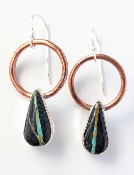 Blackjack Turquoise and Copper Earrings