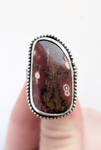 Poppy Jasper Ring,Size 8