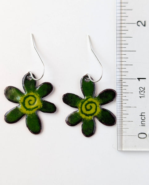 Enameled Flower Earrings
