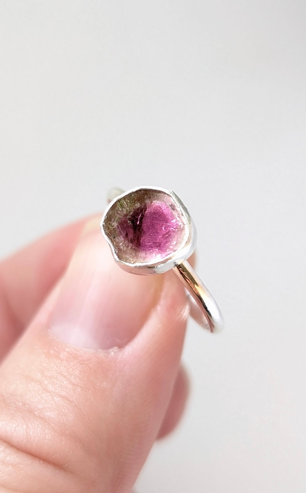 Watermelon Tourmaline Ring,Size 6.5