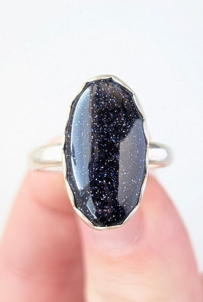 Midnight Goldstone Ring, Size 8.5