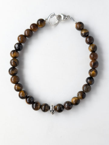 Tigers Eye Skull Beaded Bracelet