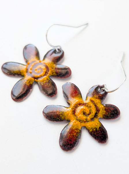 Enameled Flower Earrings