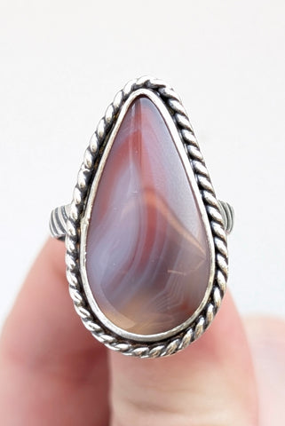 Pink Sierra Madre Agate Ring,Size 10