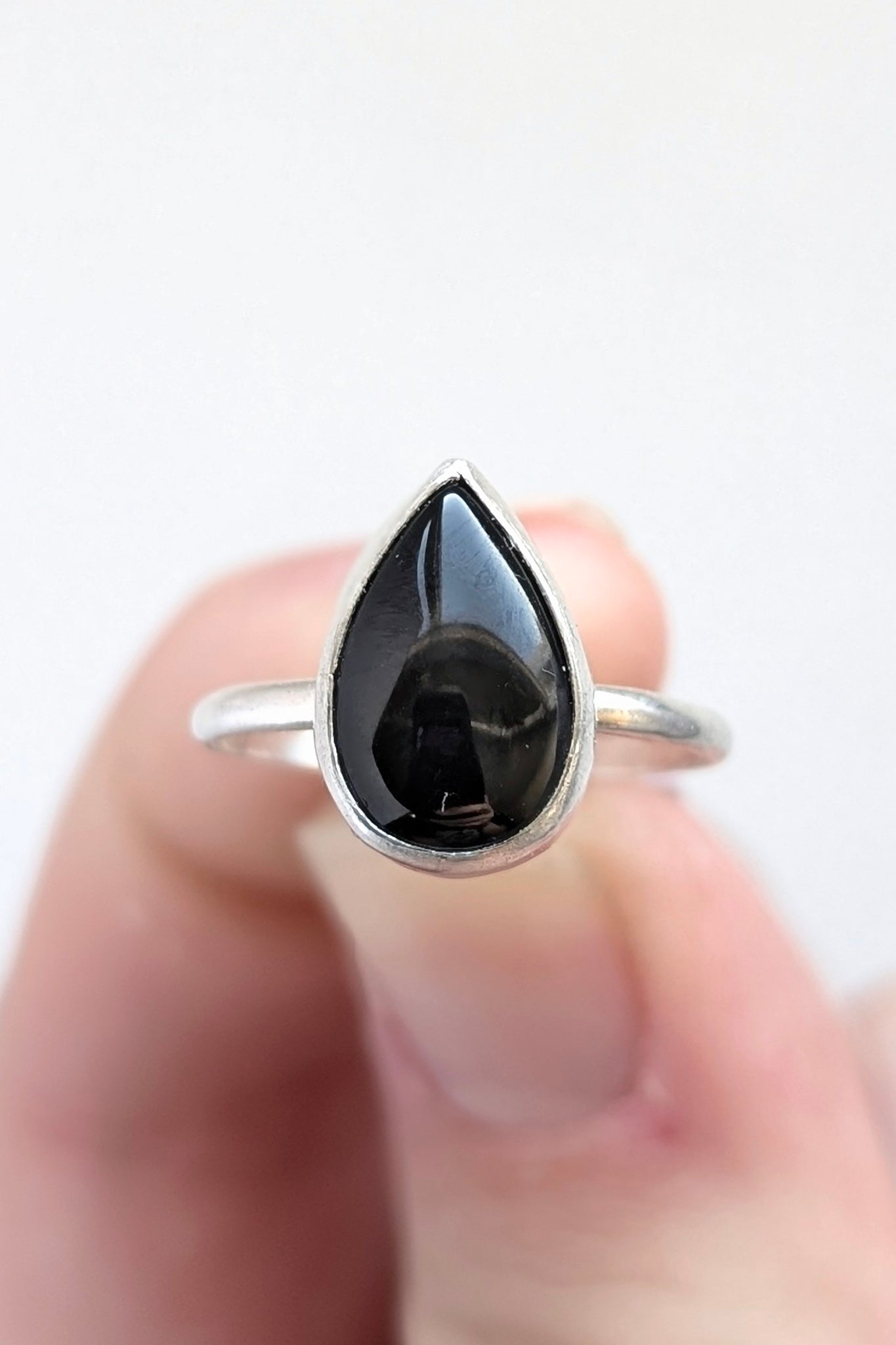 Black Agate Ring, Size 6