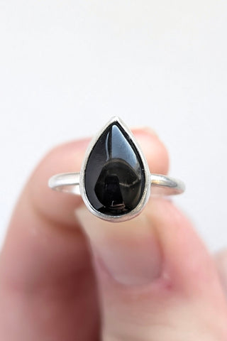 Black Agate Ring, Size 6