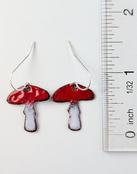 Enameled Mushroom Earrings