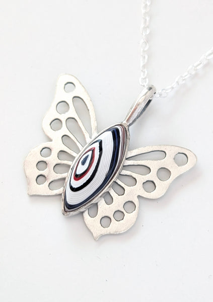 Fordite Butterfly Necklace