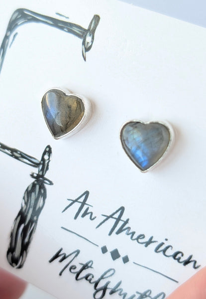Labradorite Heart Stud Earrings