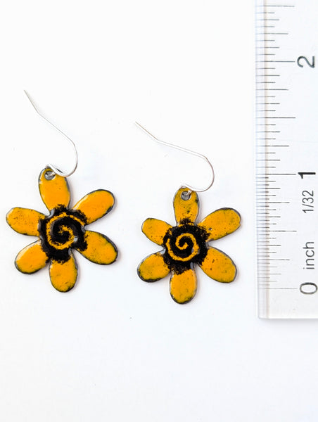 Enameled Flower Earrings