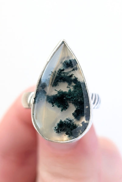 Moss Agate Ring, Size 8